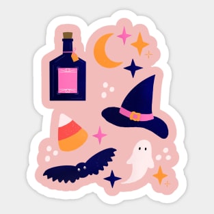 Pink and purple Halloween essentials Sticker